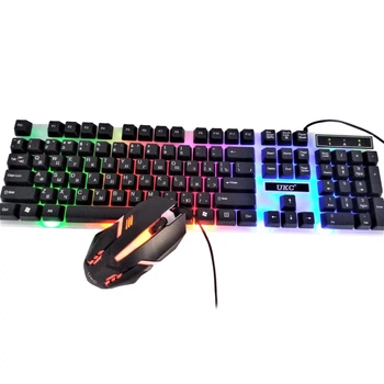 Компьютерная клавиатура с подсветкой геймерская UKC M416 ART-5559 Combo Gamer игровая клавиатура с мышкой (1009003-Black)