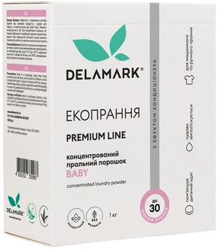 Концентрированный бесфосфатный стиральный порошок Delamark Premium Line Baby с эффектом кондиционера 1 кг (4820152330987)