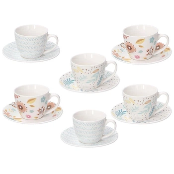 Кофейный сервиз Tognana Iris Naif, 80 мл, 6 персон, фарфор, разные цвета (IR685013134)