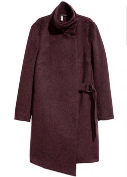 Пальто женское H&M L 50 бордовое (205)