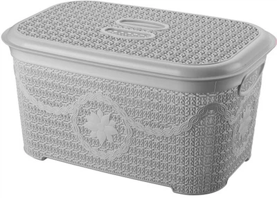 Кошик для зберігання з кришкою Asude Plastik 12 л Сірий (asd165-сір)