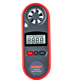 Анемометр цифровой 0,7-30м/с, -10-45°C WINTACT WT816A