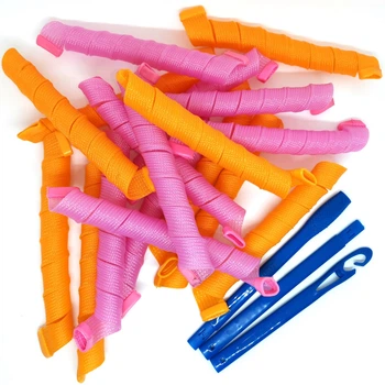 Бигуди Magic Curler "Спираль" длина 55 см, набор 18 шт., стандартный локон, оранжево-розовые