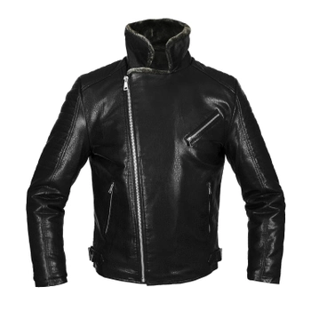 Куртка косуха зимняя с натуральной кожи на меху Kasio (D7NV-P) Черная
