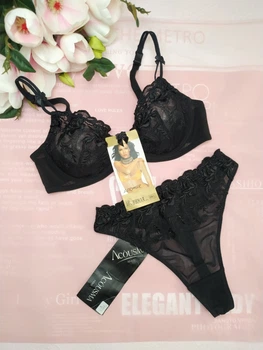 Комплект нижнего белья бюстгальтер и стринги Lormar 85В-L черный (80002К)