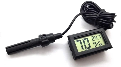 Цифровой термометр с гигрометром с выносным датчиком 1м и ЖК дисплеем LCD -50 ~ 70° C градусник+гигрометр (580921117) Черный