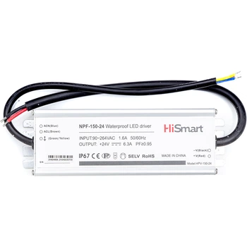 Блок питания HiSmart 24V, 6.3A, 150W, PFC, IP67