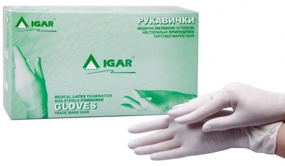 Одноразовые перчатки Igar латексные смотровые нестерильные опудренные размер S 50 пар (4820017604994)