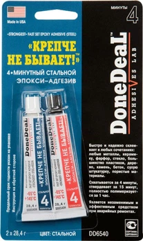 4-хвилинний сталевий епоксиадгезив «Міцніше не буває» DoneDeal Сталевий (DD6540)