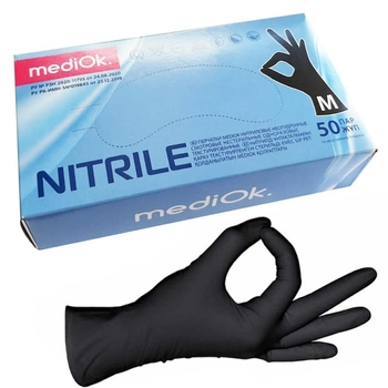 Чорні нітрилові рукавички MediOk M (7-8)