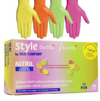 Нітрилові рукавички S (6-7) Style (96 шт) (жовтий, салатовий, оранжевий, рожевий)