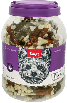 Лакомство для собак Wanpy Duck Jerky Calcium Bone Twists Кость с вяленой уткой и кальцием 1.2 кг (6927749820451)