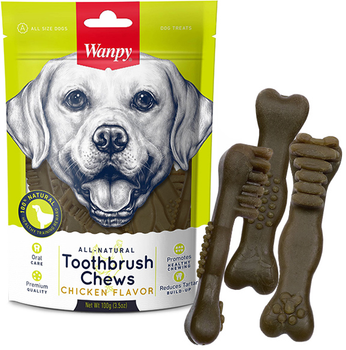 Лакомство для собак Wanpy Toothbrush Chews Chicken Зубная щетка жевательная 100 г (6927749869016)