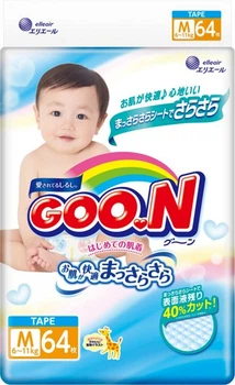 Подгузники GOO.N для детей 6-11 кг (размер M, на липучках, унисекс, 256 шт)