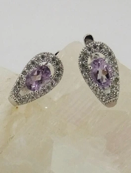 Серьги из серебра с аметистами и куб. цирконами (57044)