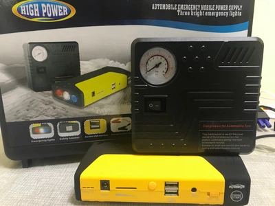 JUMP STARTER Пусковое автомобильное устройство для аккумулятора машины Power Bank зарядка для ноутбука 50800 mAh + компрессор