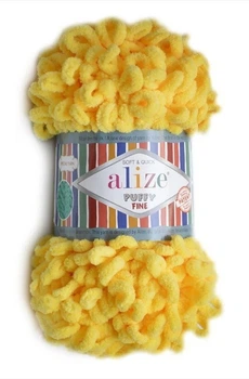 Пряжа для вязания Alize Puffy Fine 113 Ярко-желтый