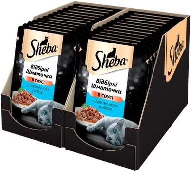 Упаковка корма для котов Sheba cig POU с океанической рыбой в соусе 85 г 24 шт (4770608258825)