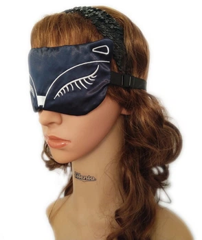 Маска для сна с широкой резинкой Silenta Котик Dark blue (12967)