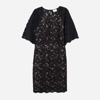 Платье миди летнее женское H&M 0659204_черн.цветоч.сетка 36 Черное (KAY2000001294086)
