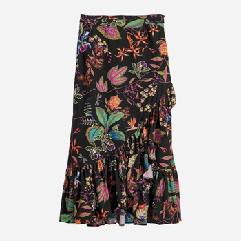 Спідниця міді літня жіноча H&M 0636385_квіти 34 Чорна (KAY2000001293492_LD2000001293492)
