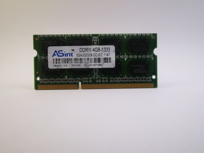 Оперативная память для ноутбука SODIMM ASint DDR3 4Gb 1333MHz PC3-10600S (SSA302G08-GDJEC) 5757 Б/У