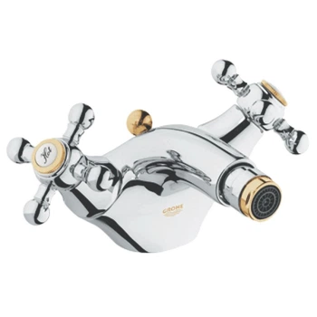 Cмеситель для гигиенического душа GROHE SINFONIA на биде двухвентильный золотой латунь с донным клапаном 24003IG0