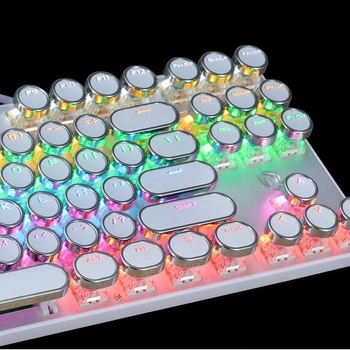 Набор клавишных колпачков, кейкапов в ретро стиле,104 клавиши с RGB-подсветкой, белые (sv0310)