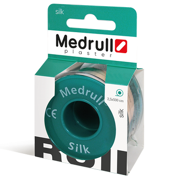 Лейкопластир медичний в рулонах Medrull “Silk”, розмiр 2,5 см х 500 см.