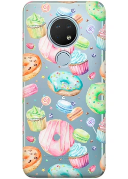 Силиконовый чехол iSwag для Nokia 6.2 Пончики (M13172)