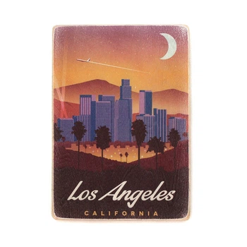 Дерев'яний постер Wood Posters "Los Angeles. Лос-Анджелес. Місяць. Арт" (A4 формат, фанера) (pvt0077)