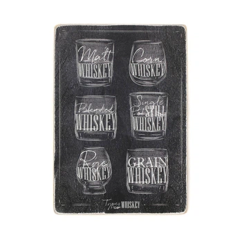 Дерев'яний постер Wood Posters "Types of whiskey. Види віскі. Вертикальний. Темний фон" (A3 формат, фанера) (pva3082)