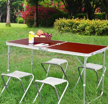 Стол для пикника раскладной со стульями Folding Table (2 режима высоты) Коричневый