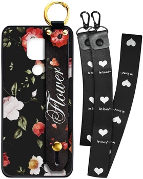 Чехол SHLab для Motorola E7 Plus Flower Black + два ремешка с карабином (25687)