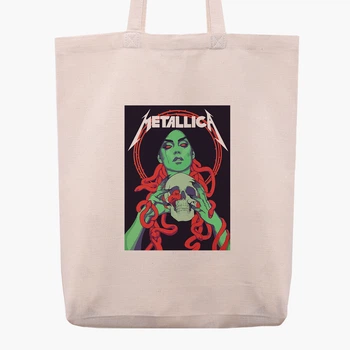 Еко сумка шопер Металіка (Metallica) (9227-2983) 41x35x8.5 см Бежевий