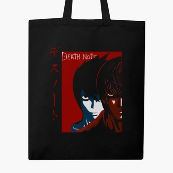 Еко сумка шопер Зошит смерті Ел Лолайт та Кіра (Death Note L Lawliet and Kira) (9227-2655) 41x35 см Чорний
