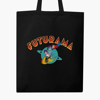 Еко сумка шопер Футурама Бендер, Филип Дж. Фрай та Лила (Futurama Bender, Philip J. Fry and Leela) (9227-2869) 41x35 см Чорний