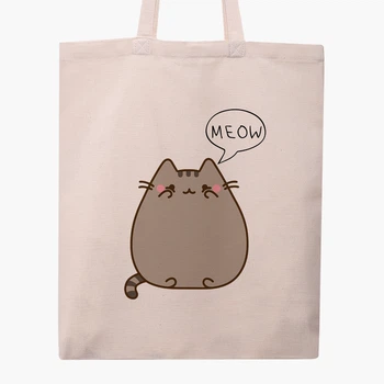 Эко сумка шоппер Pusheen Cat (9227-2853) 41x35 см Бежевый