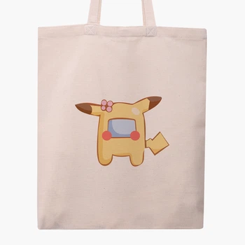 Еко сумка шопер Амонг Ас Покемон Пікачу (Among Us Pokemon Pikachu) (9227-2419) 41x35 см Бежевий