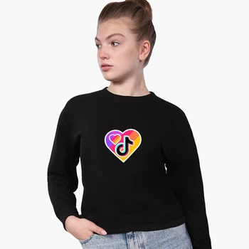 Свитшот для девочек Лайк и ТикТок (Likee & TikTok) (9509-1559) 134-140 см Черный