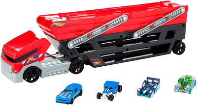 Трейлер Грузовик Автовоз Хот Вилс Транспортер и 4 базовые машинки Hot Wheels Mega Hauler Truck - 4 Cars Mattel FPM81
