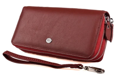 Женский кожаный кошелек клатч на две молнии ST Leather (ST238-2) 98422 Бордовый
