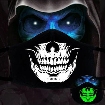 Персонализированная светящаяся маска с принтом черепа для Хэллоуина MASKS Черный 6