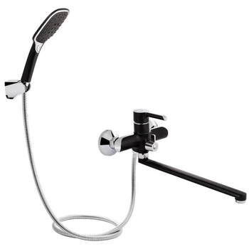 Смеситель для ванны Qtap Grand 005 Black с длинным изливом черный