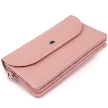 Великий жіночий клатч із натуральної шкіри ST Leather рожевого кольору для документів (bg193fash23)