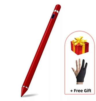 Активний стілус Superfine nib ємнісний металевий для малювання червоний в комплекті з рукавичкою