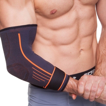 Бандаж для локтевого сустава с фиксирующим ремнем EXTREME L-XL черный-оранжевый