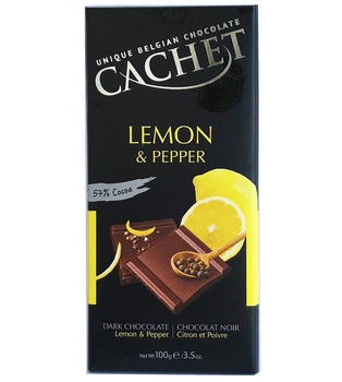 Шоколад чорний Cachet 57% лимон із перцем 100 г
