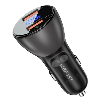 Автомобільний зарядний пристрій ACEFAST B7 metal 45W (USB-A + USB-A) with digital display (6974316280989)