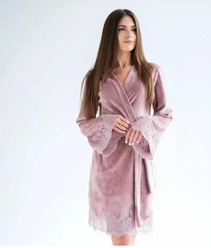 Халат женский велюровый SHATO 1930 S розовый